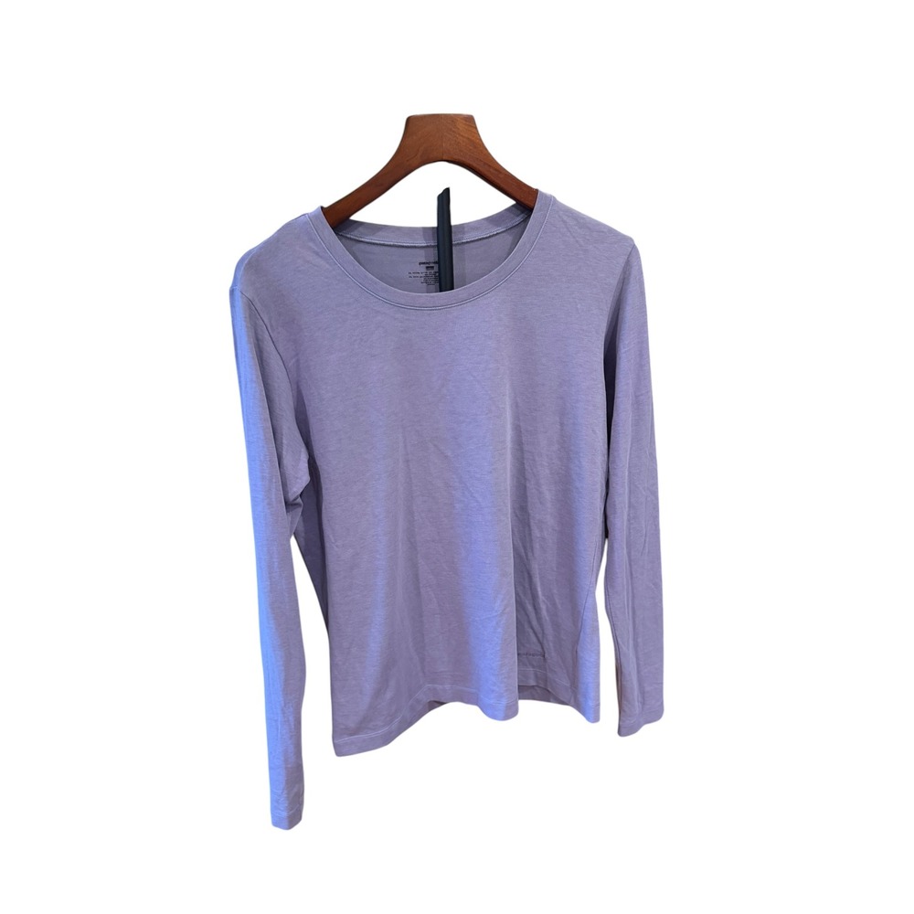 Patagonia Womens Long Sleeve Crewneck T-Shirt Lavender Purple L Base Layer Gorp